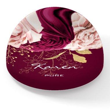 Karen NAME MEANING Gift Custom Floral Rose Pink Paperweight