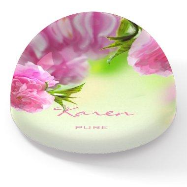 Karen NAME MEANING Gift Pink Roses Flowers Paperweight