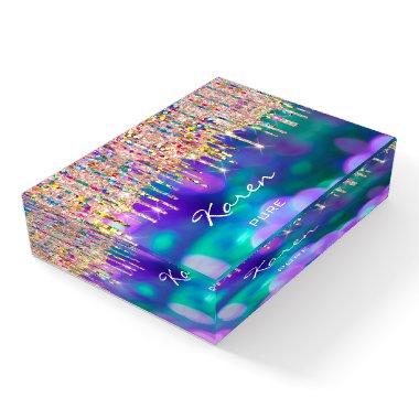 Karen NAME MEANING Holograph Place Sign Navy Paperweight