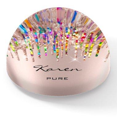 Karen NAME MEANING Holograph Rainbow Rose Pure Paperweight