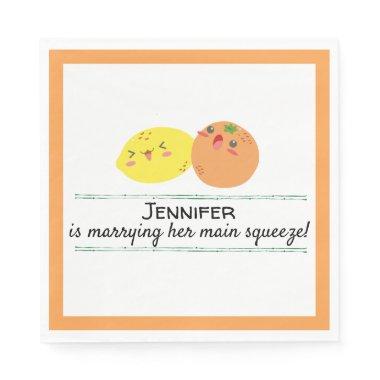 Kawaii Lemon and Orange Citrus Theme Bridal Shower Napkins