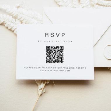 KENNEDY Modern Minimalist QR Code Wedding RSVP Invitations