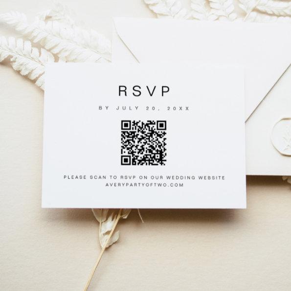 KENNEDY Modern Minimalist QR Code Wedding RSVP Invitations