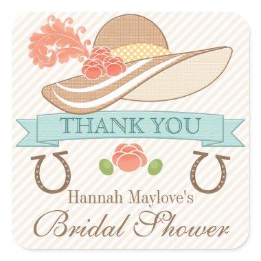 KENTUCKY DERBY THEMED BRIDAL SHOWER THANK YOU SQUARE STICKER