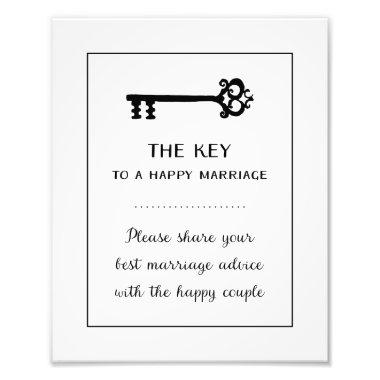 Key To Happy Marriage Wedding Sign Photo Print