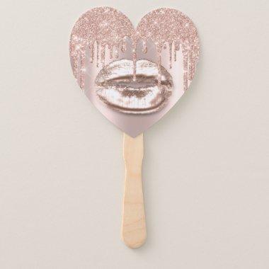 Kiss Lips Sweet 16th Bridal Shower Rose Sparkly Hand Fan