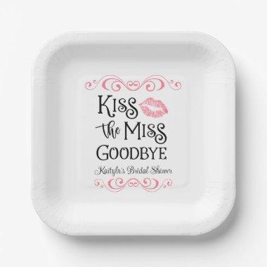Kiss The Miss Goodbye Bridal Shower Paper Plates