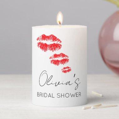 Kiss the miss goodbye bridal shower pillar candle