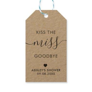 Kiss the Miss Goodbye Bridal Shower Tag, Kraft Gift Tags