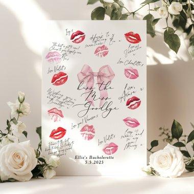 Kiss the Miss Goodbye Pink Bow Bachelorette Poster