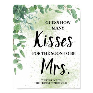 Kisses for Soon Mrs Eucalyptus Shower Game Sign