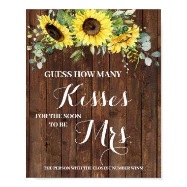 Kisses for Soon Mrs Sunflowers Shower Game Sign