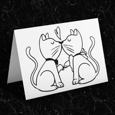 Kissing Cat Lovers Wedding Kittens Black White