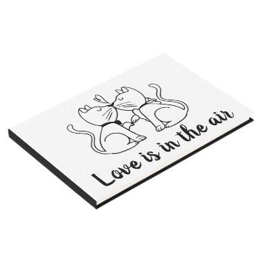 Kissing Cats Black White Wedding Bridal Shower Guest Book