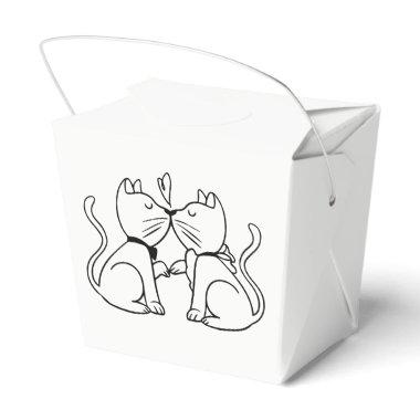 Kissing Cats Wedding  Black White Favor Boxes