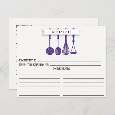 Kitchen Purple Utensils Bridal Shower Recipe Invitations