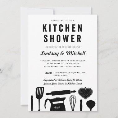 Kitchen Shower Utensils Couple's Shower Black Invitations