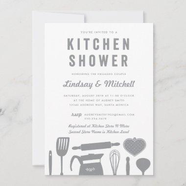 Kitchen Shower Utensils Couple's Shower Gray Invitations