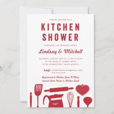 Kitchen Shower Utensils Couple's Shower Red Invitations