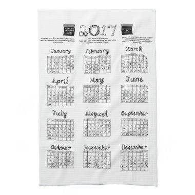 kitchen tea towel fabric theme font 2017 calendar