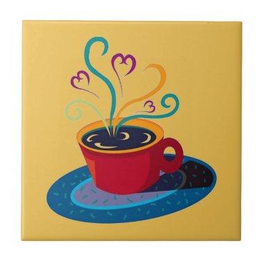 Kitchen Tile Trivet Coffee Cup Love Tea Bar Klatch