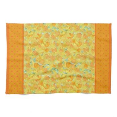 Kitchen Towel or Tea Towel, Daffodils, Polka Dots