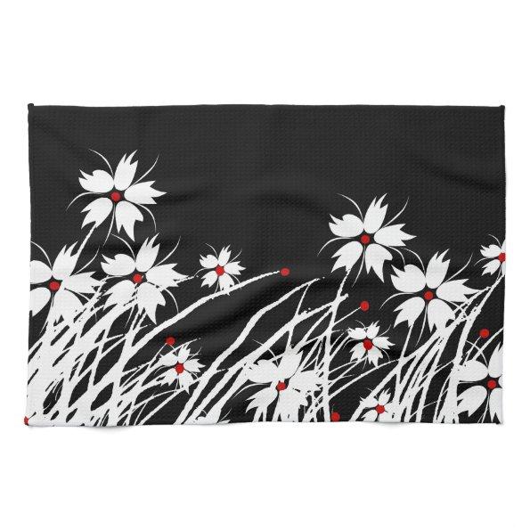 Kitchen Towels Floral Red Black White DECOR SETS