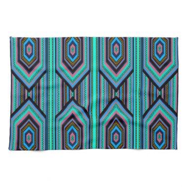 Kitchen Towels Mexican Inca Stripe (1) Teal blue