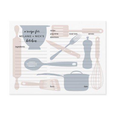 Kitchen utensils recipe Invitations, dusty rose blue postInvitations