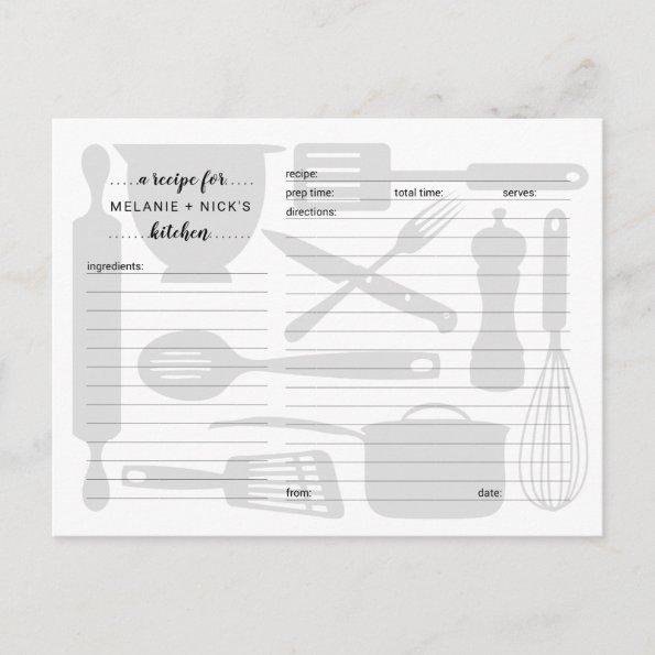 Kitchen utensils recipe Invitations, neutral gray postInvitations