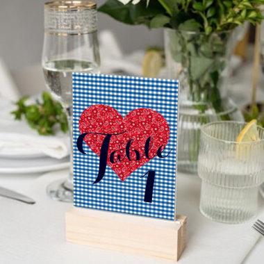 Kitsch Gingham Country Wedding Barbecue Table Number