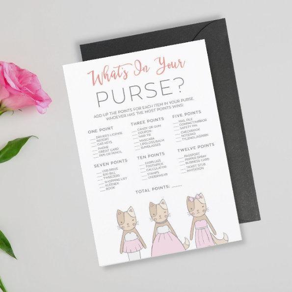Kitty Bridal Shower What's In Your Purse Game Invitations