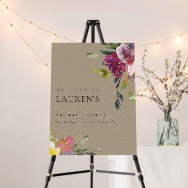 Kraft Blush Burgundy Floral  Welcome Foam Board