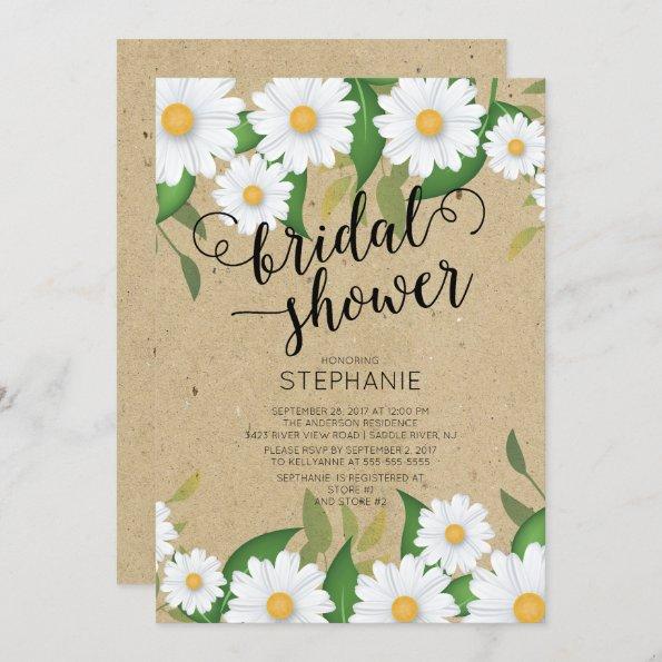 Kraft Daisy Flowers Bridal Shower Invitations