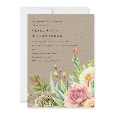 KRAFT DESERT SUCCULENT CACTI FOLIAGE COUPLE SHOWER Invitations