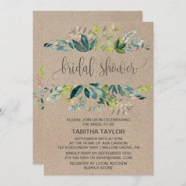 Kraft Foliage Bridal Shower Invitations