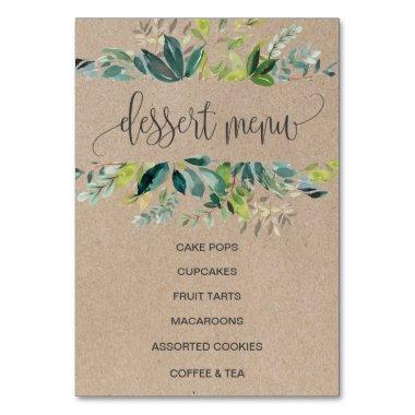 Kraft Foliage Dessert Menu Sign Table Number