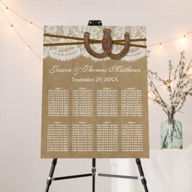 Kraft, Lace & Horseshoe Wedding Seating Chart Foam Board