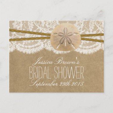 Kraft Lace Sand Dollar Beach Bridal Shower Recipe Invitation PostInvitations