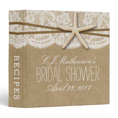 Kraft, Lace & Starfish Beach Bridal Shower Recipe Binder