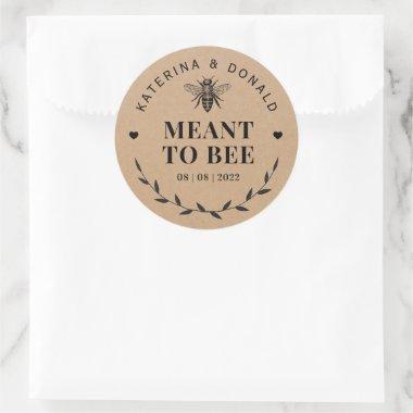 Kraft Meant to Bee Honey Rustic Wedding Classic Round Sticker