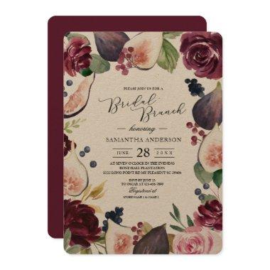 Kraft Moody & Rustic Burgundy Figs & Flowers Frame Invitations