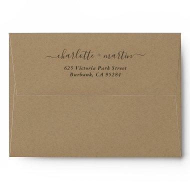 Kraft Paper Elegant Script Return Address Wedding Envelope
