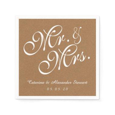 Kraft Paper Mr. and Mrs. Wedding Paper Napkins