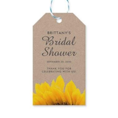 Kraft Paper Yellow Sunflower Bridal Shower Gift Tags