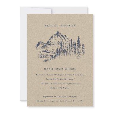 Kraft Pine Mountain Sketch Bridal Shower Invite