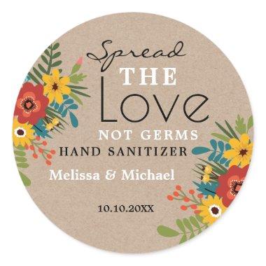 Kraft Spread Love Hand Sanitizer Floral Wedding Classic Round Sticker