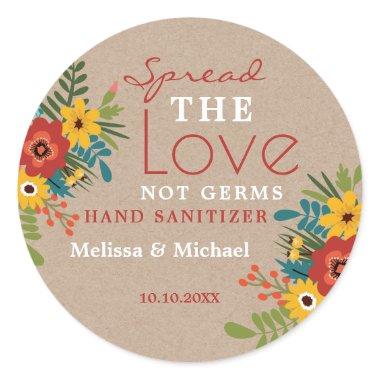 Kraft Spread Love Hand Sanitizer Floral Wedding Classic Round Sticker