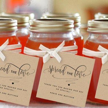 Kraft, Spread the Love, Modern Rustic Wedding Favor Tags