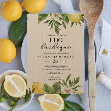 Kraft Watercolor Yellow Lemons & Leaf  Invitations